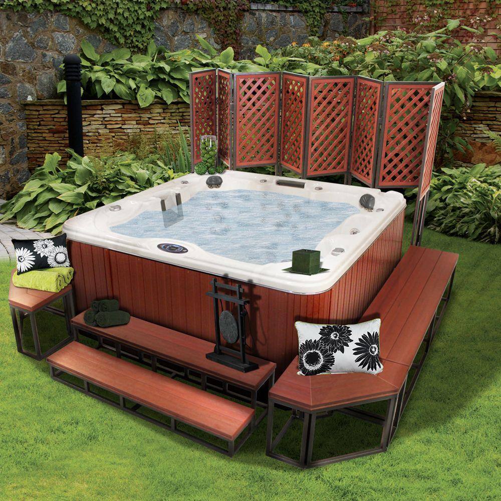 Cal Metro 21 in. x 58 in. x 14 in. 2 Tier Spa Step in Mahogany