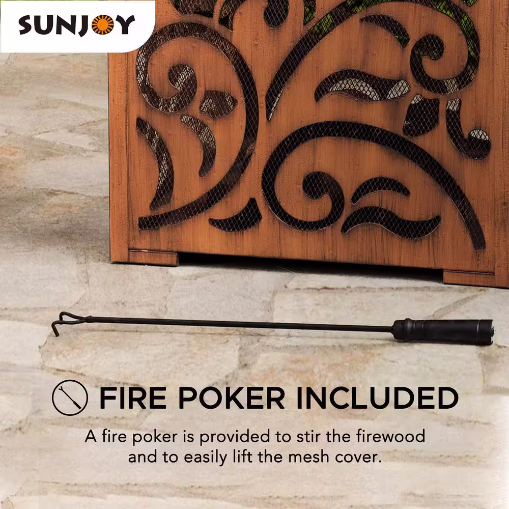 Sunjoy Ventura 26 in. Square Steel Wood Burning Firepit