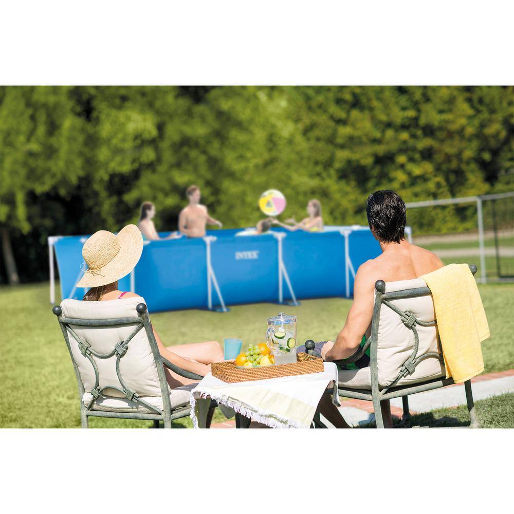 INTEX 14.75 ft. x 7.3 ft. x 33 in. Rectangular Frame Above Ground Swimming Pool, Blue