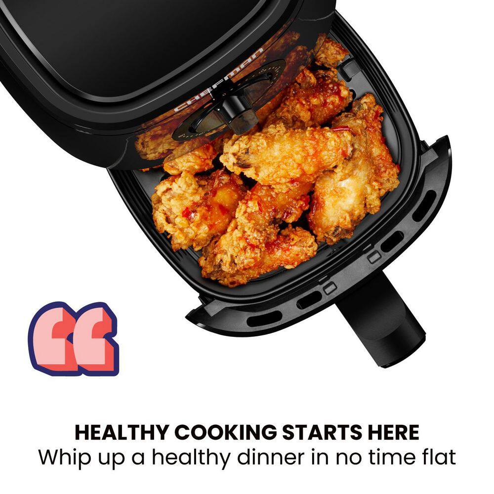 Chefman Countertop Air Fryer, 2 Qt. Black, Air Fryer, TurboFry with Adjustable Temp Control
