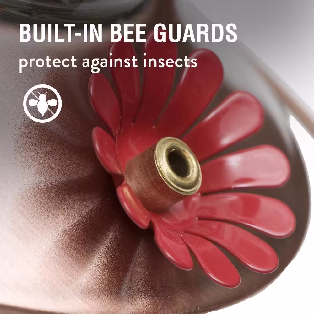 Perky-Pet Elegant Glass Copper Bee-Resistant Garden Hummingbird Feeder - 12 oz. Capacity