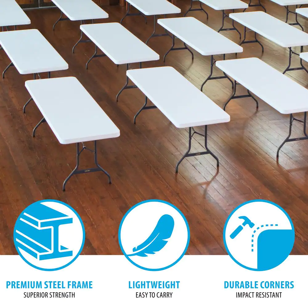 Lifetime 8 ft. White Granite Plastic Folding Table (Commercial)