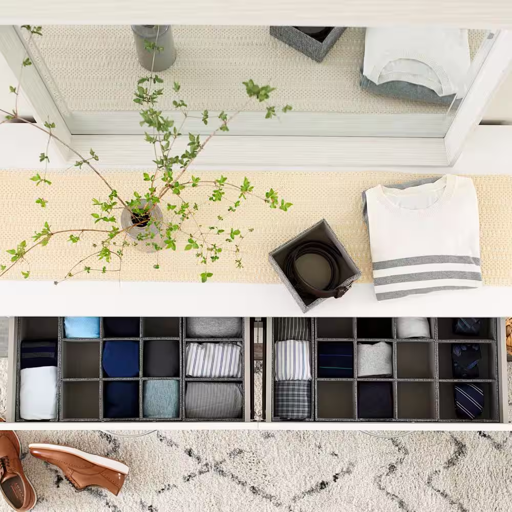 HOUSEHOLD ESSENTIALS Graphite Linen Square 6 in. Hard-Sided Trays (2-Piece)