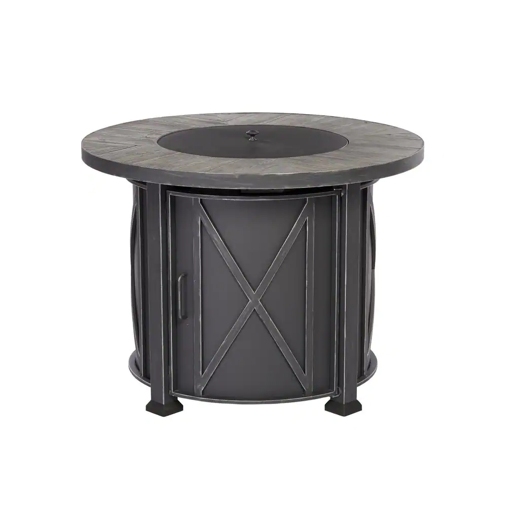 Hampton Bay Park Canyon 35 in. Round Steel Propane Fire Pit Kit