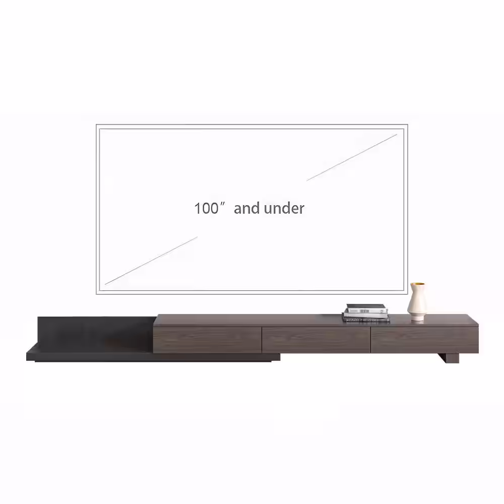 THE RIGHT PATH 118 in. Modern Walnut Veneer Retractable TV Stand Extendable Media Console with 3 Drawers