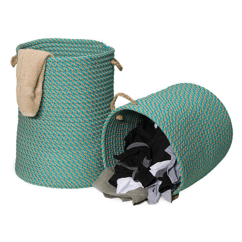 Colonial Mills Cabana Woven Aqua Round Hamper 17 in. x 17 in. x 22 in.