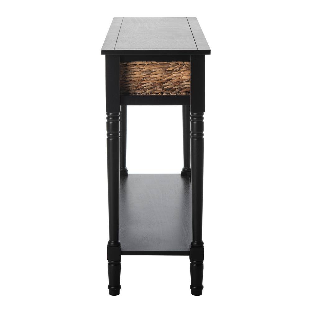 SAFAVIEH Christa 45 in. 3-Drawer Rustic Black Wood Console Table