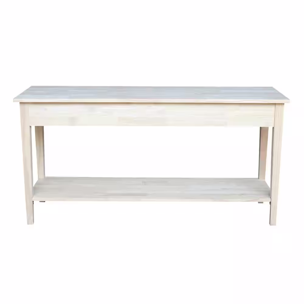 International Concepts Spencer 60 in. Unfinished Standard Rectangle Wood Console Table with Drawers