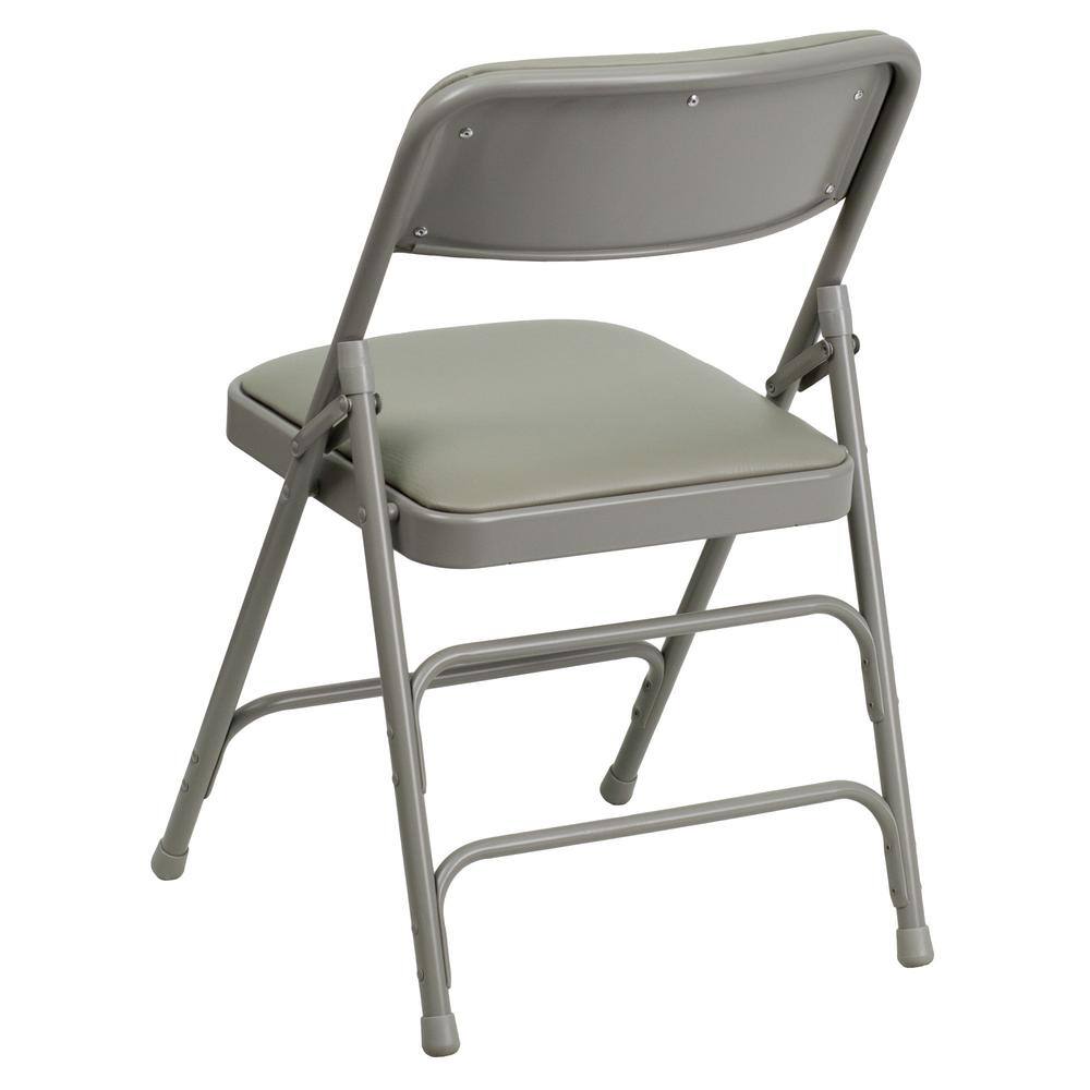 Carnegy Avenue Gray Vinyl/Gray Frame Metal Folding Chair (2-Pack)