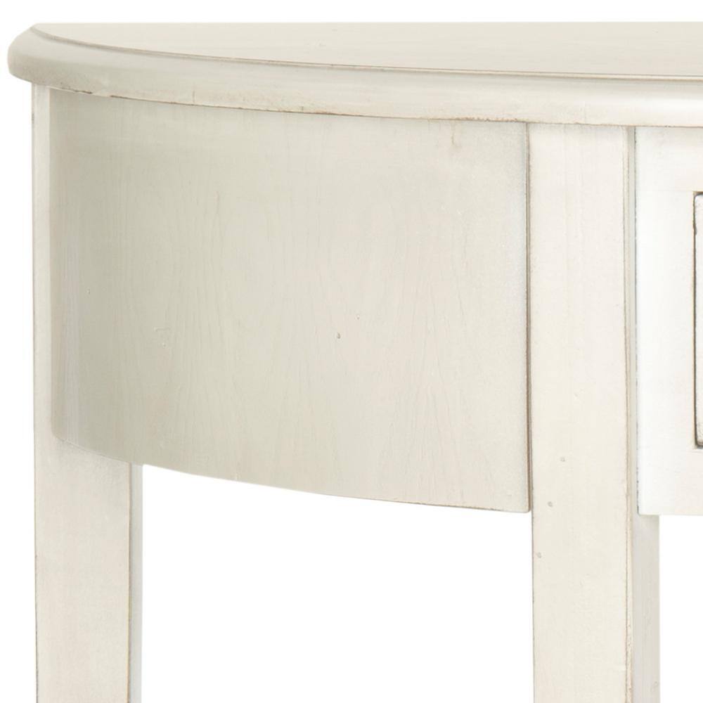 SAFAVIEH Abram 34 in. White Birch Standard Half Moon Wood Console Table with 1-Drawer
