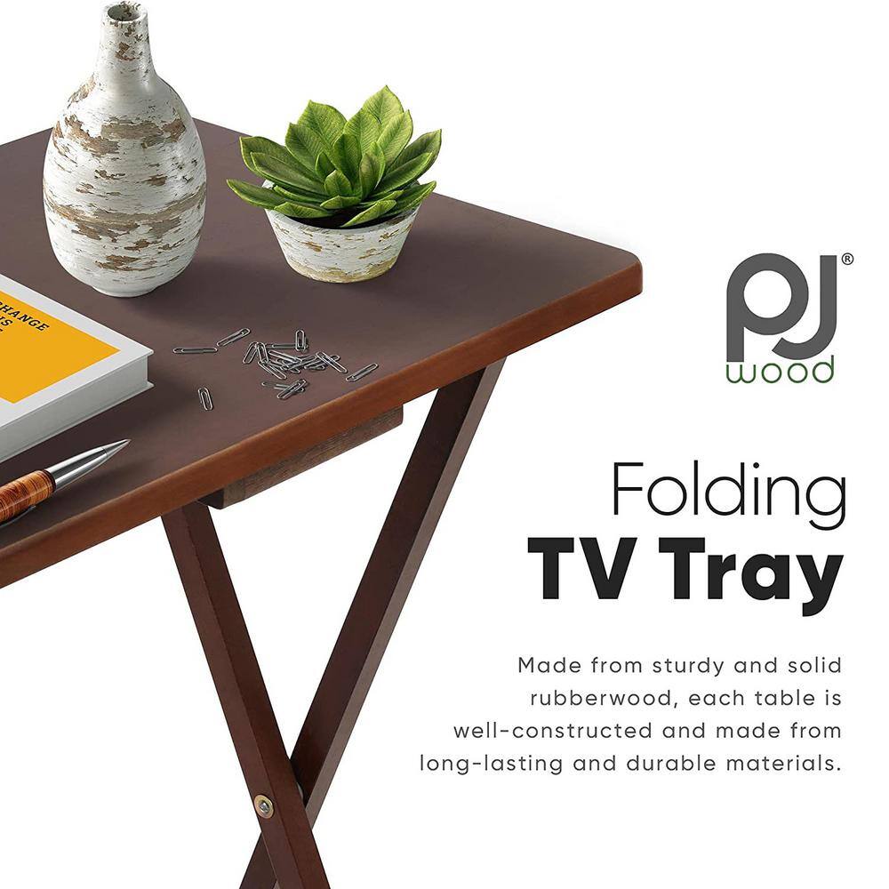 PJ wood 1.6 ft Brown Wood Folding TV Tray Tables