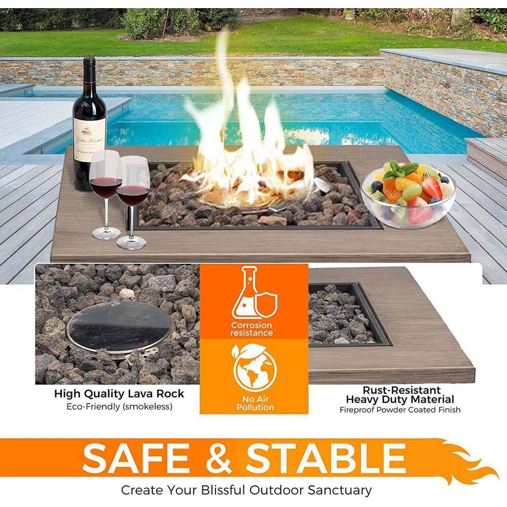 None 48000 BTU Square 28 in. Outdoor Metal Propane Gas Fire Pit Table