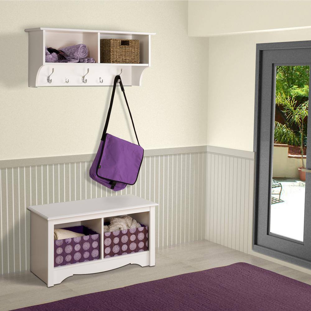 Prepac 36 in. Wall-Mounted Coat Rack in White