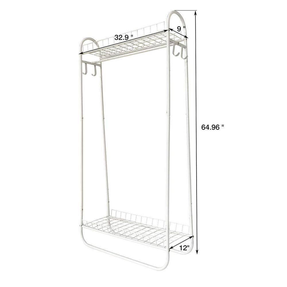 None White Metal Clothes Rack 32.9 in. W x 64.96 in. H