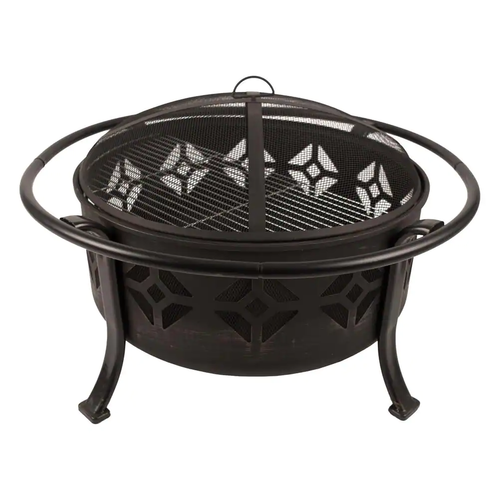 Pleasant Hearth Sunderland Deep Bowl 36 in. x 23 in. Square Steel Wood Fire Pit in Bronze