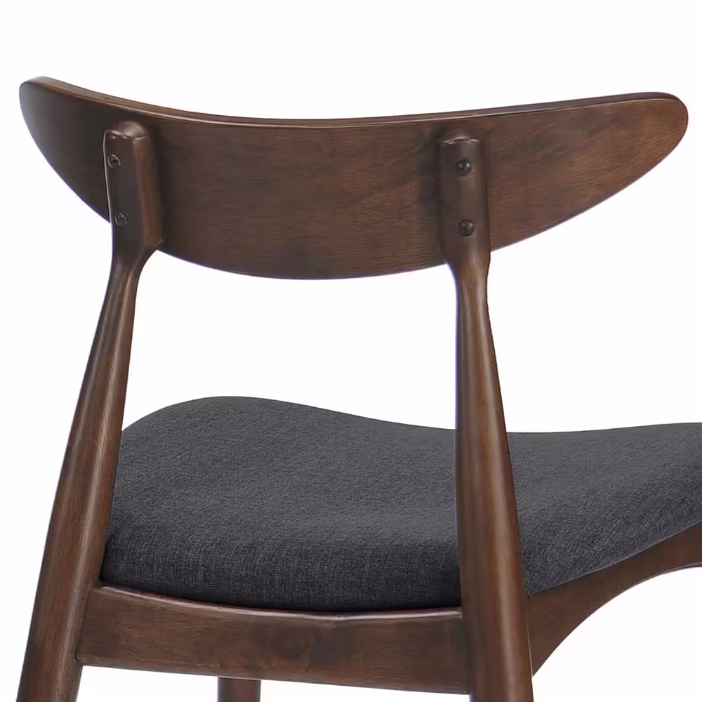 None Barron Charcoal and Walnut Upholstered Dining Chairs (Set of 2)