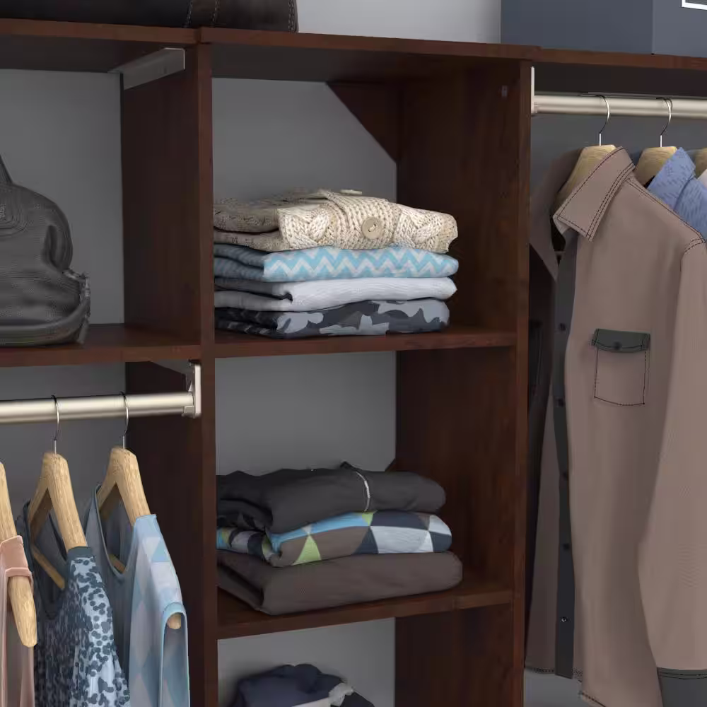 ClosetMaid Style+ 64.9 in W - 112.9 in W Chocolate Basic Narrow Wood Closet System Kit