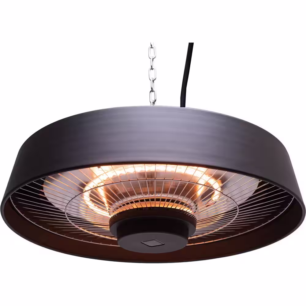 Hanover 1500W 20 in. Infrared Halogen Steel Round Electric Hanging Heat Lamp with Remote Control, Powerful Heating 52 Sq. Ft.