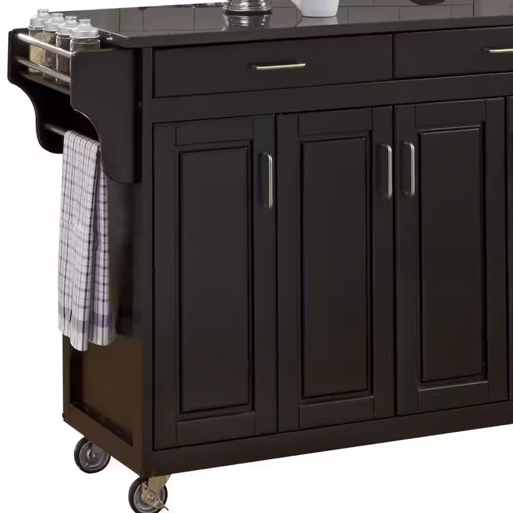 HOMESTYLES Create-a-Cart Black Kitchen Cart with Black Granite Top