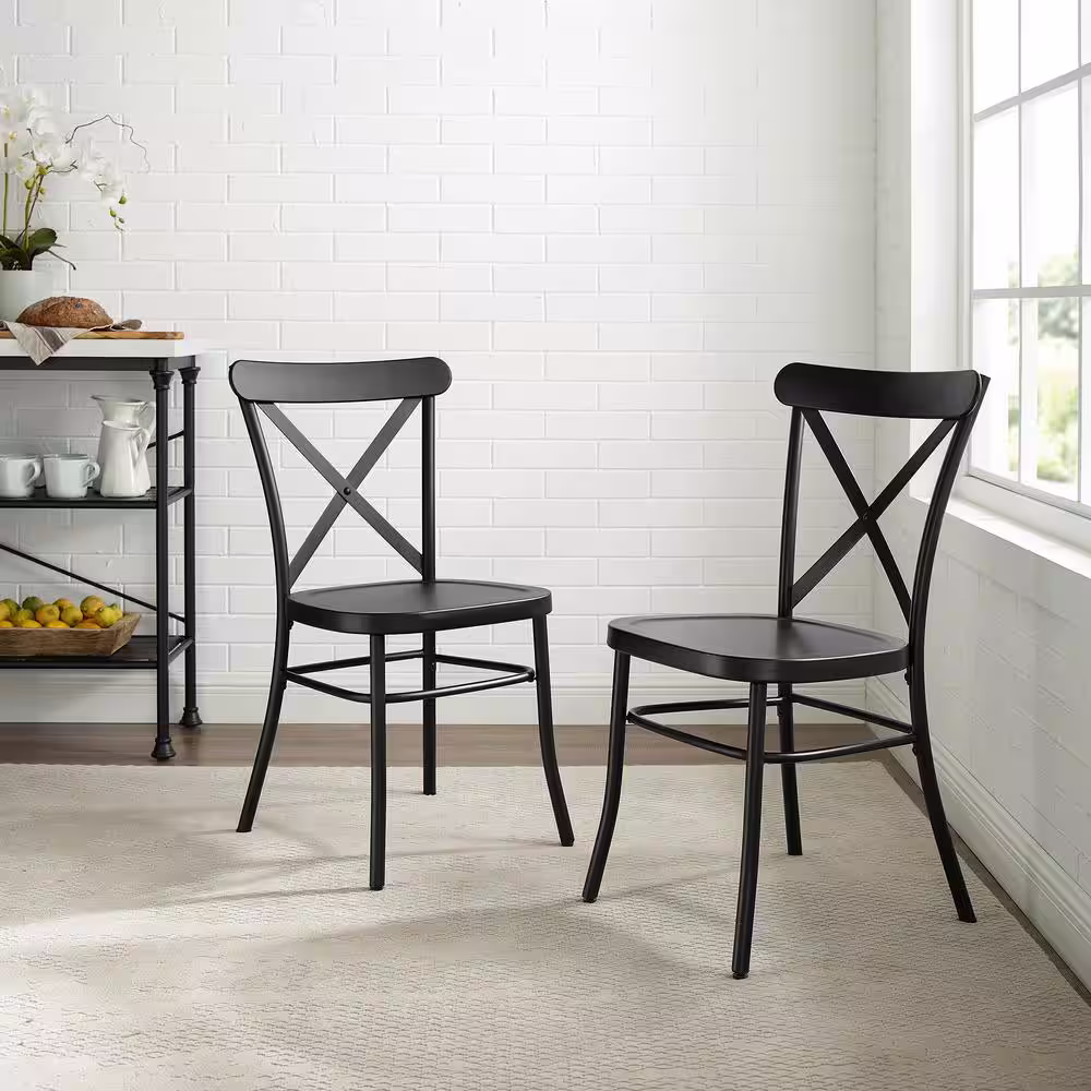 CROSLEY FURNITURE Camille Black Metal Dining Chair (Set of 2)