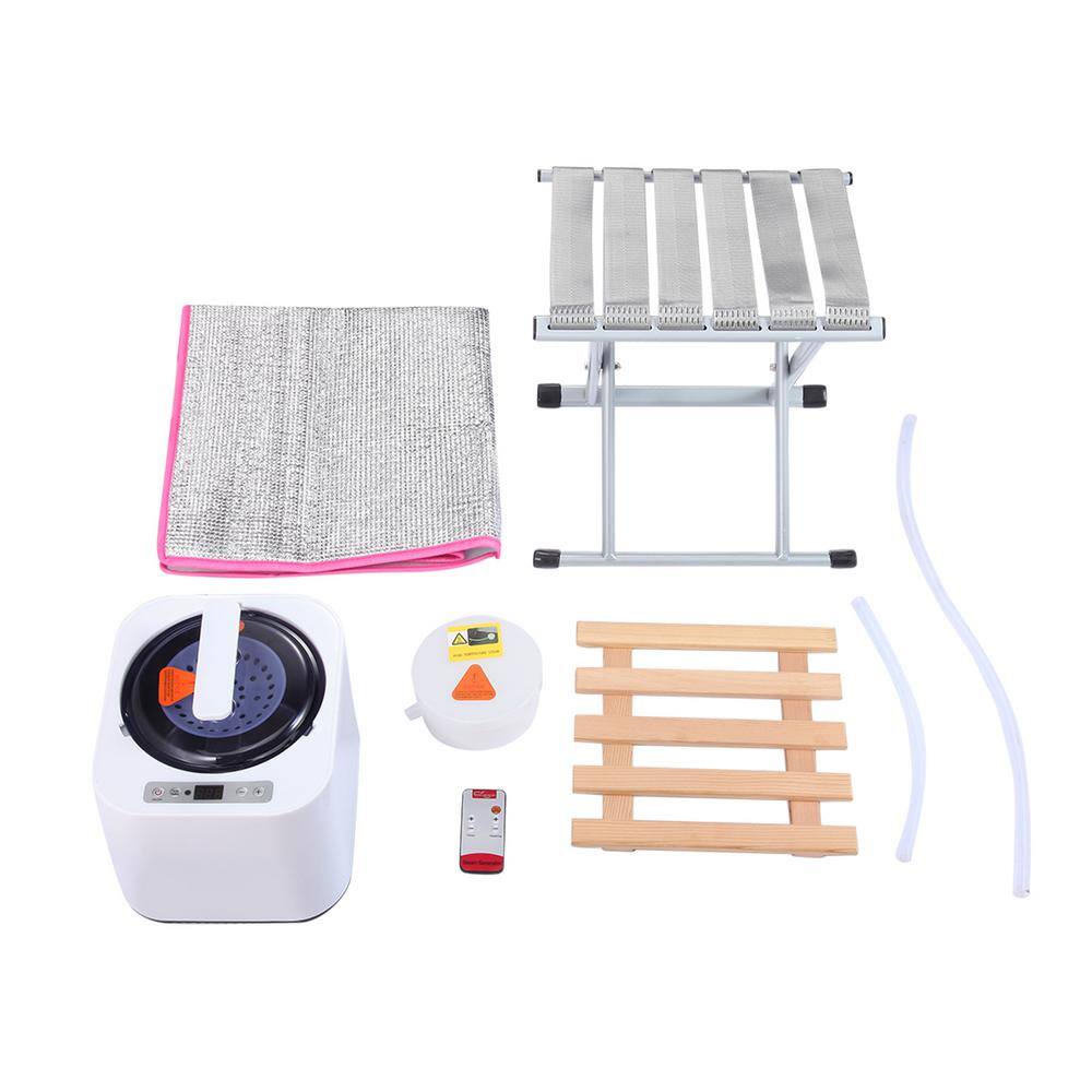 None 1-Person Foldable Half Body Steam Sauna Spa Tent with Steam Pot, Chair and Remote Control in Gray