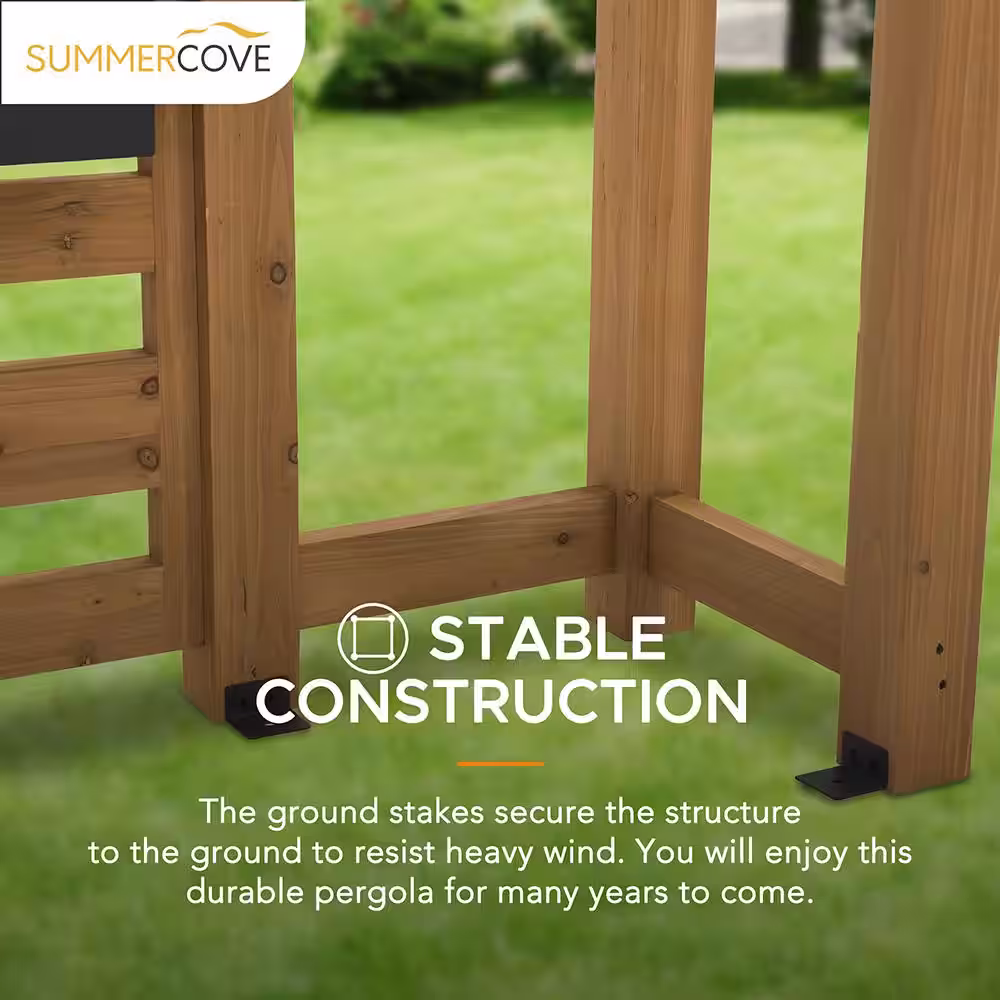 Sunjoy Sophia 10 ft. x 10.5 ft. Cedar Wood Pergola with Adjustable Hanging Planters