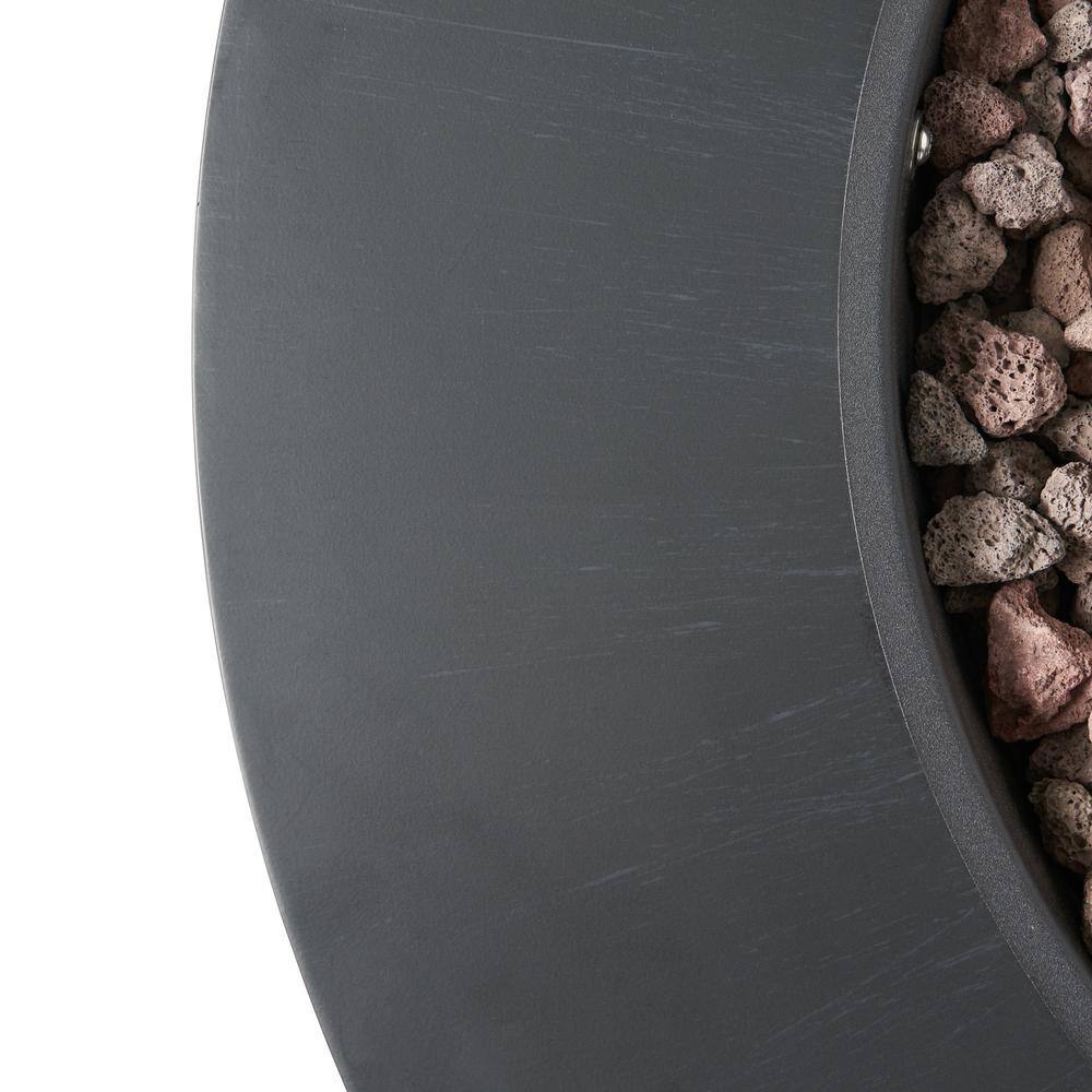 Noble House Reign Dark Gray Circular Metal Fire Pit (No Tank Holder)