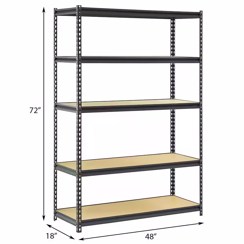 Edsal 5-Shelf Steel Shelving Unit in Black (72 in. H x 48 in. W x 18 in. D)