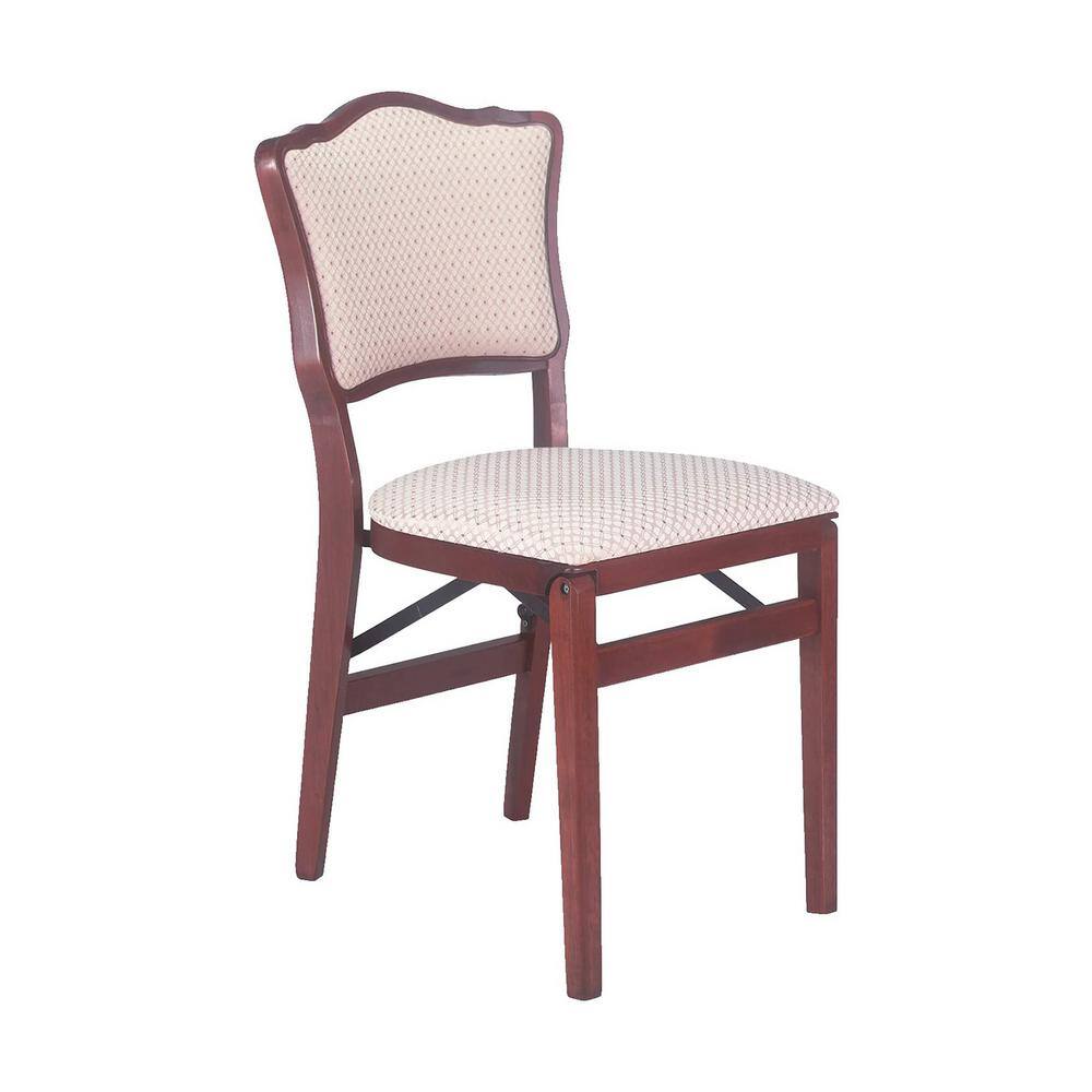 None Cherry Wood Stakmore French Wood Upholstered Seat Folding Chair Set (2-Chairs)