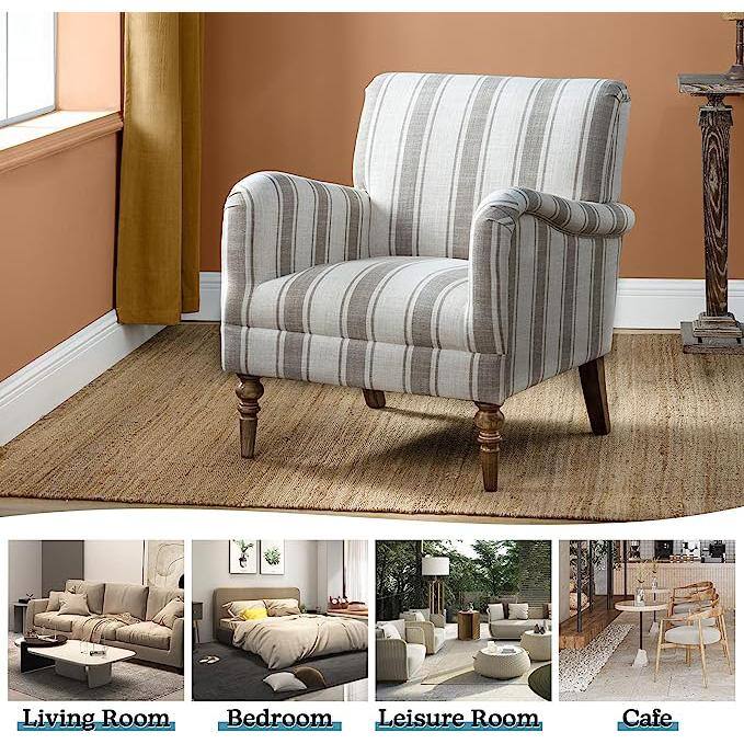 JAYDEN CREATION Hallstatt Tan Classic Wooden Upholstery Accent Arm Chair with Wood Base