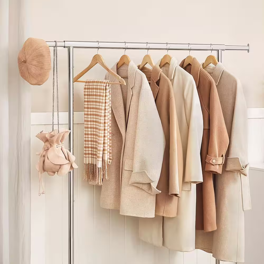 None Chrome Metal Adjustable Garment Clothes Rack 43 in. W x 63 in. H