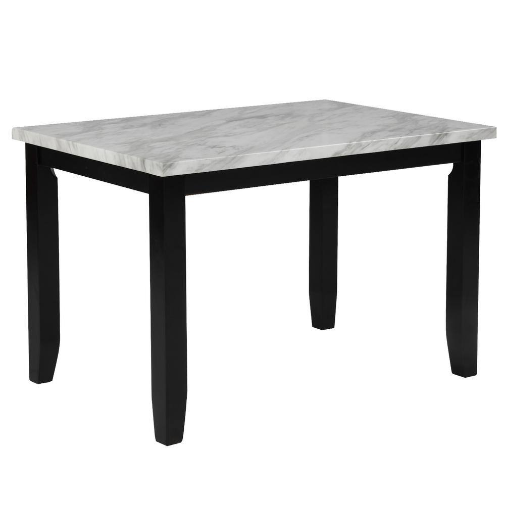 Harper & Bright Designs Faux Marble White 5-Piece Dining Set with Thick Cushion Chairs