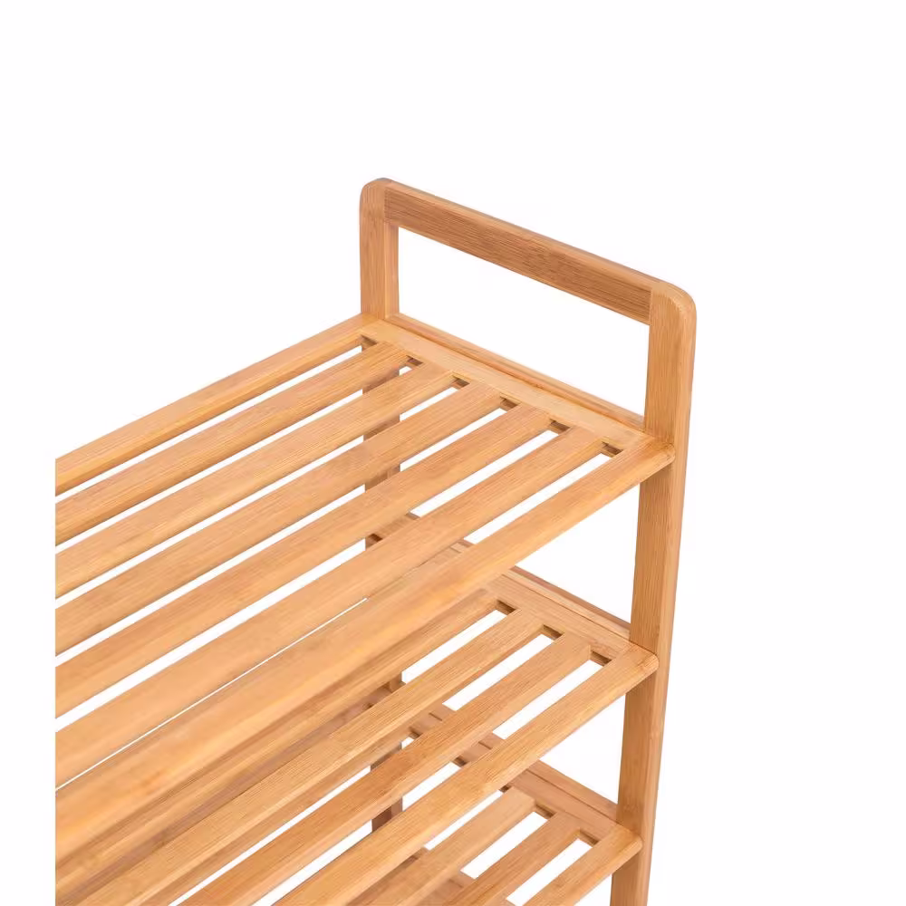 BirdRock Home 37.5 in. H 18-Pair 6-Tier Natural Bamboo Free Standing Shoe Rack