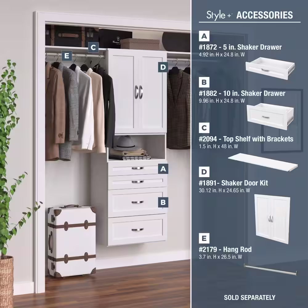 ClosetMaid Style+ 25 in. W White Hanging Wood Closet Tower