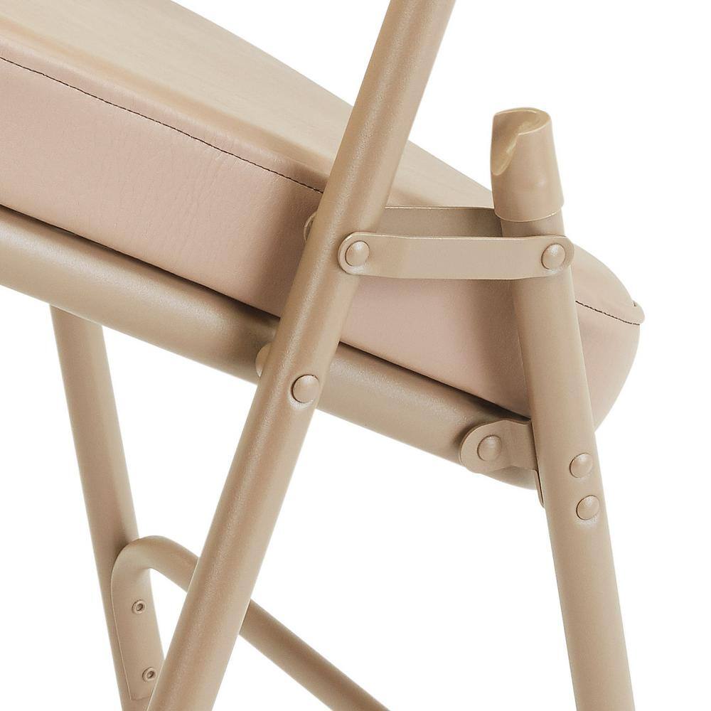 National Public Seating 3200 Series Premium 2 in. Vinyl Upholstered Double Hinge Folding Chair, Beige (Pack of 2)
