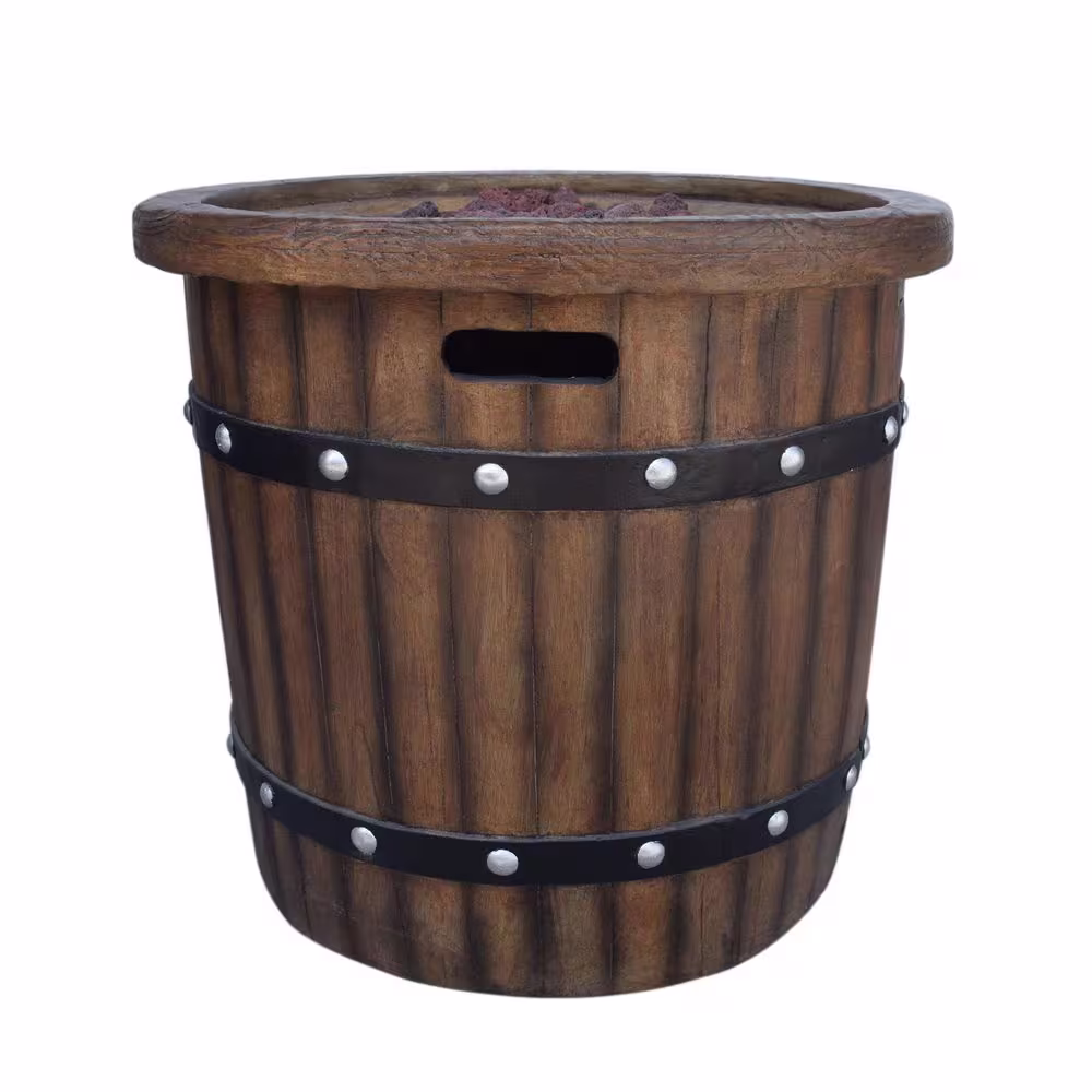 Noble House Quincy 25 in. x 24 in. Circular MGO Propane Fire Pit in Dark Brown