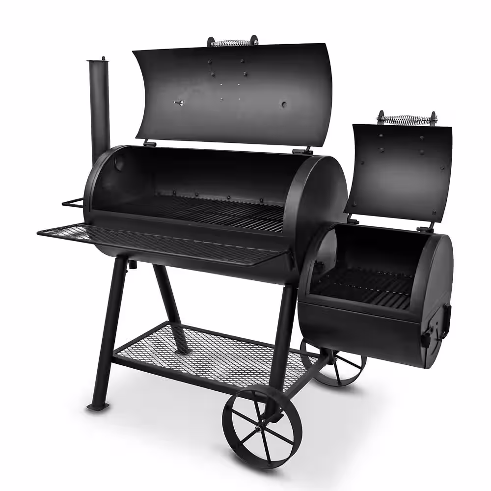 OKLAHOMA JOE'S Highland Offset Charcoal Smoker and Grill in Black with 900 sq. in. Cooking Space