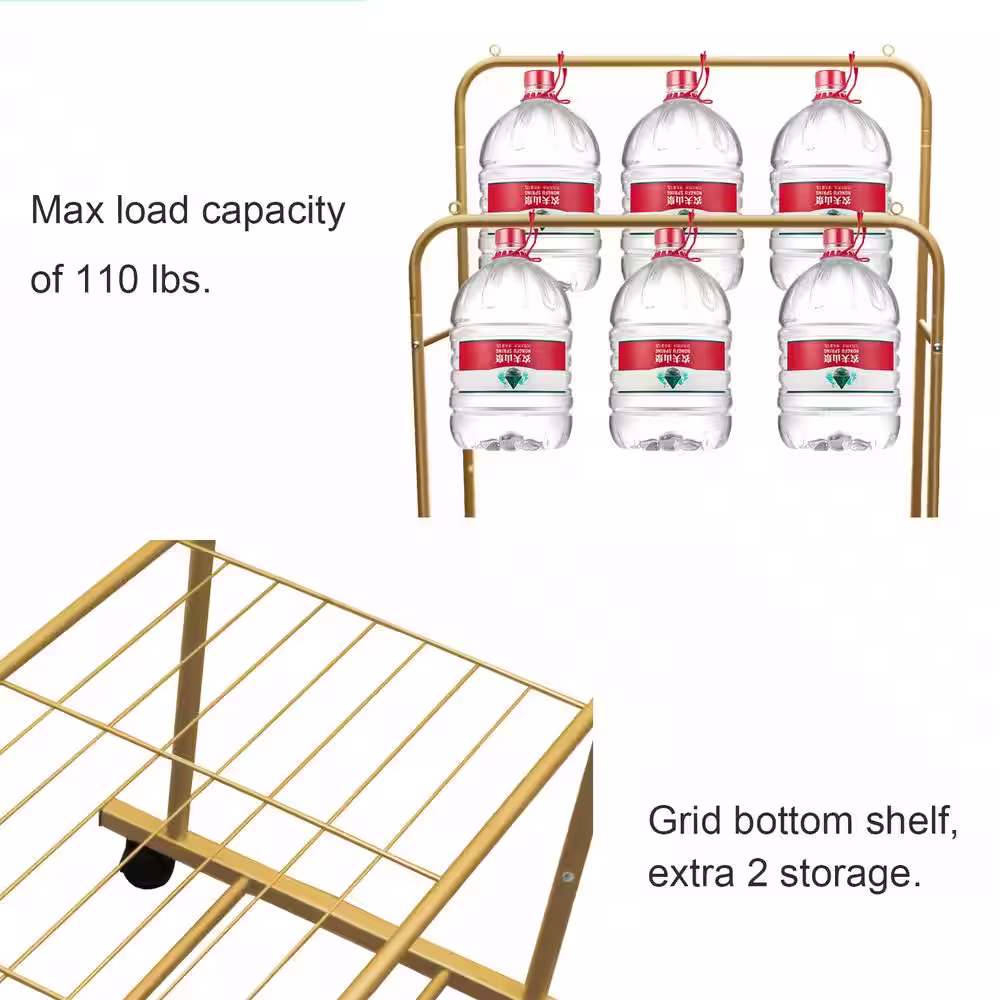 None Gold Iron Garment Clothes Rack Double Rod 31 in. W x 63 in. H