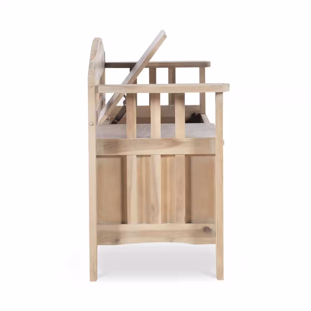 Linon Home Decor Iris Acacia Storage Bench with Natural Washed Finish