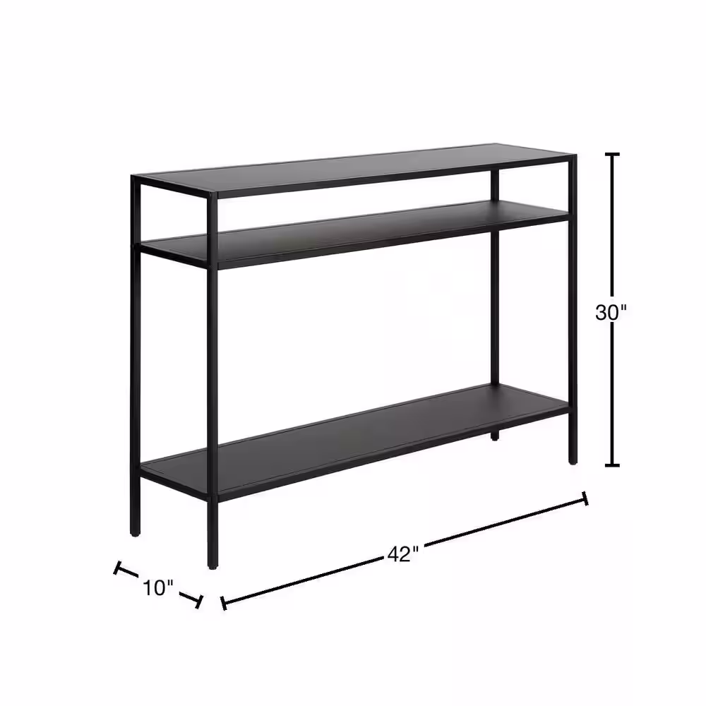 Meyer&Cross Ricardo 30 in. Blackened Bronze Console Table with Metal Shelves