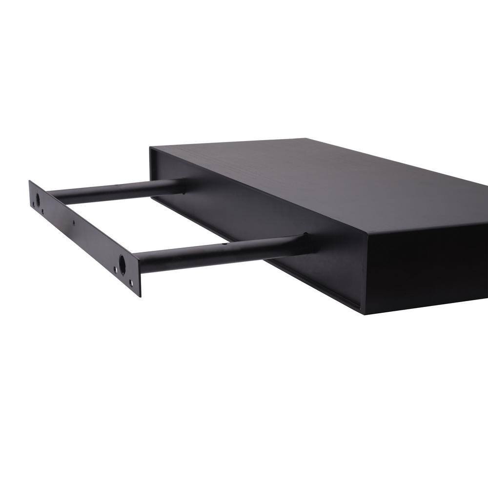 Mikasa 10-in. W x 24-in. D l x 3-in h Black MDF/Wood Chunky Pole Mount Decorative Wall Shelf without Brackets