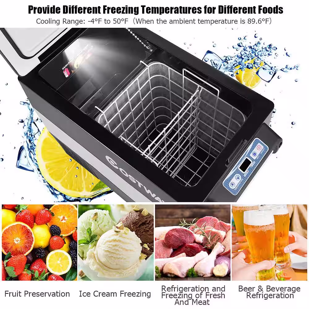 Costway 55 Quart Portable Refrigerator Electric Car Chest Cooler Compressor Freezer Camping