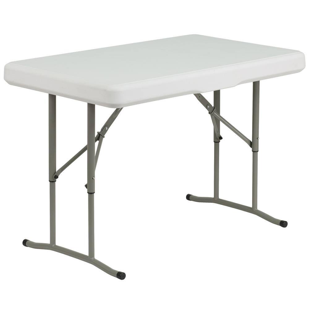 None 41 in. Granite White Plastic Tabletop Plastic Seat Folding Table and Bench Set