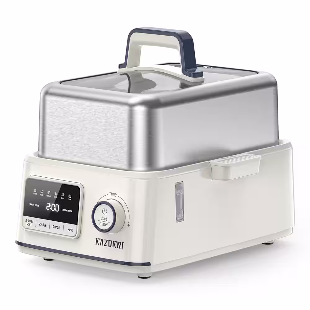 None Electric Food Steamer 5-qt. Stainless Steel with Timer, 24H Delayed Start, Auto Keep Warm, 68 oz. Water Capacity 20-cups