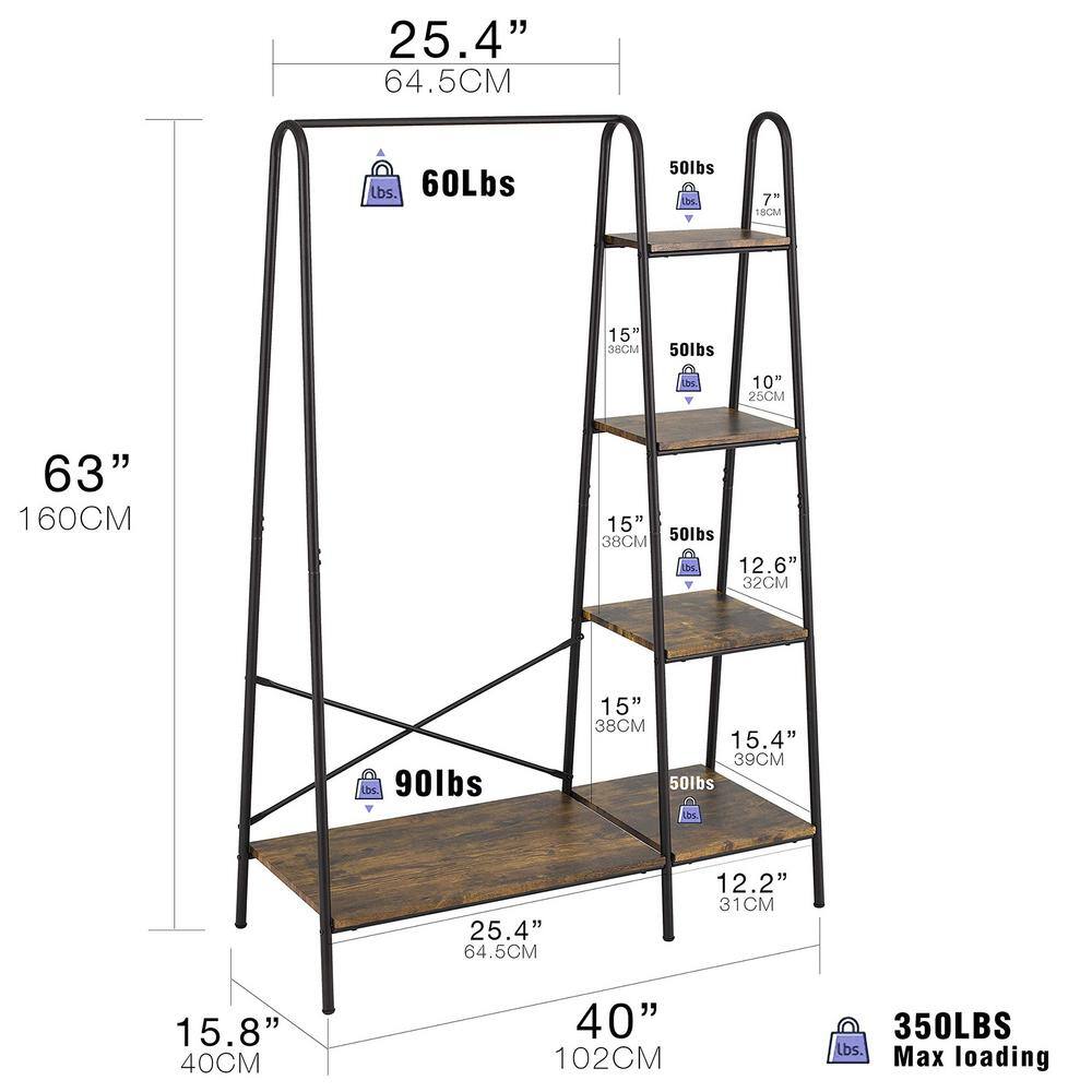 None Black Metal Garment Clothes Rack 40 in. W x 63 in. H