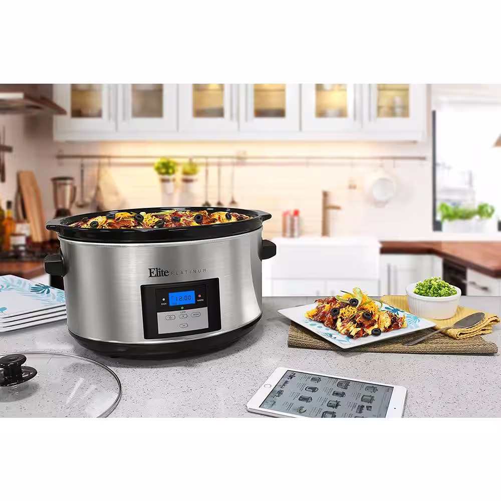 None Platinum 8.5 Qt. Stainless Steel Slow Cooker with Digital Display