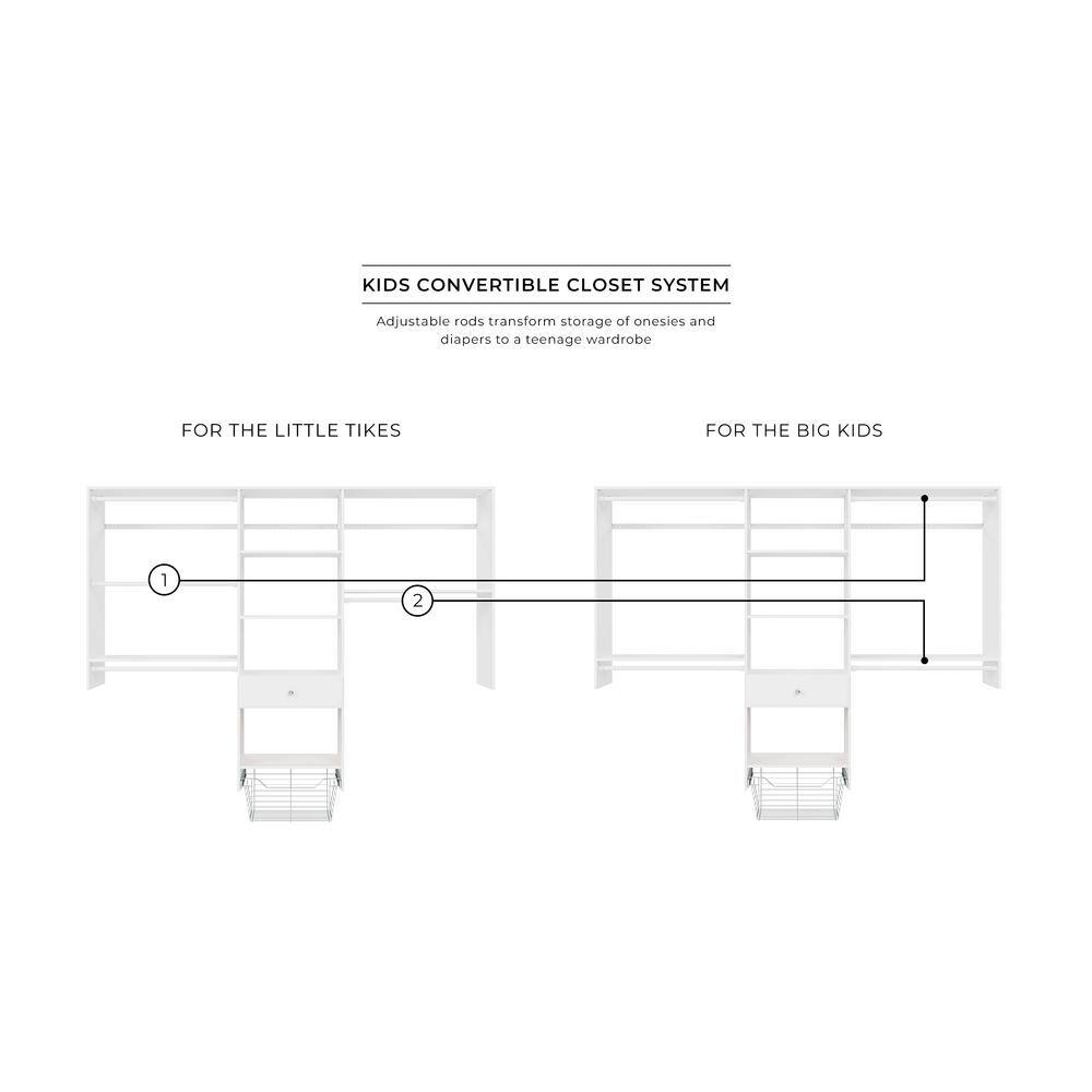 Closet Evolution 48 in. W - 96 in. W Espresso Kids Convertible Wood Closet System