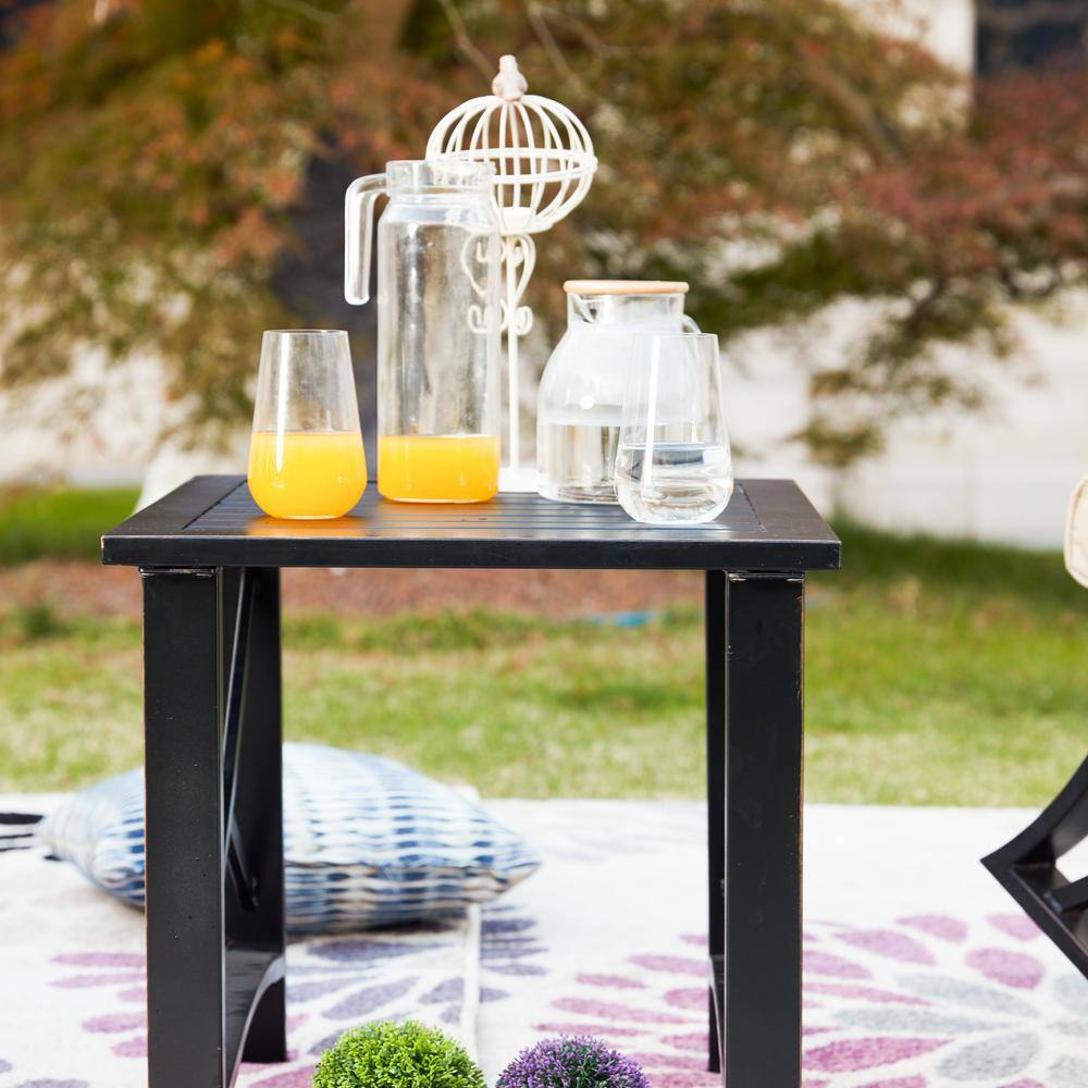 Patio Festival 5-Piece Metal Patio Conversation Set with Blue Cushions