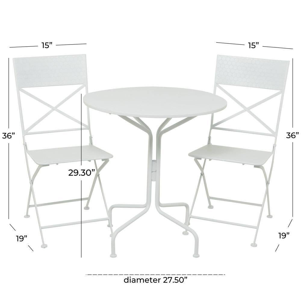Litton Lane White Metal Traditional Matte Bistro Set (Set of 3)