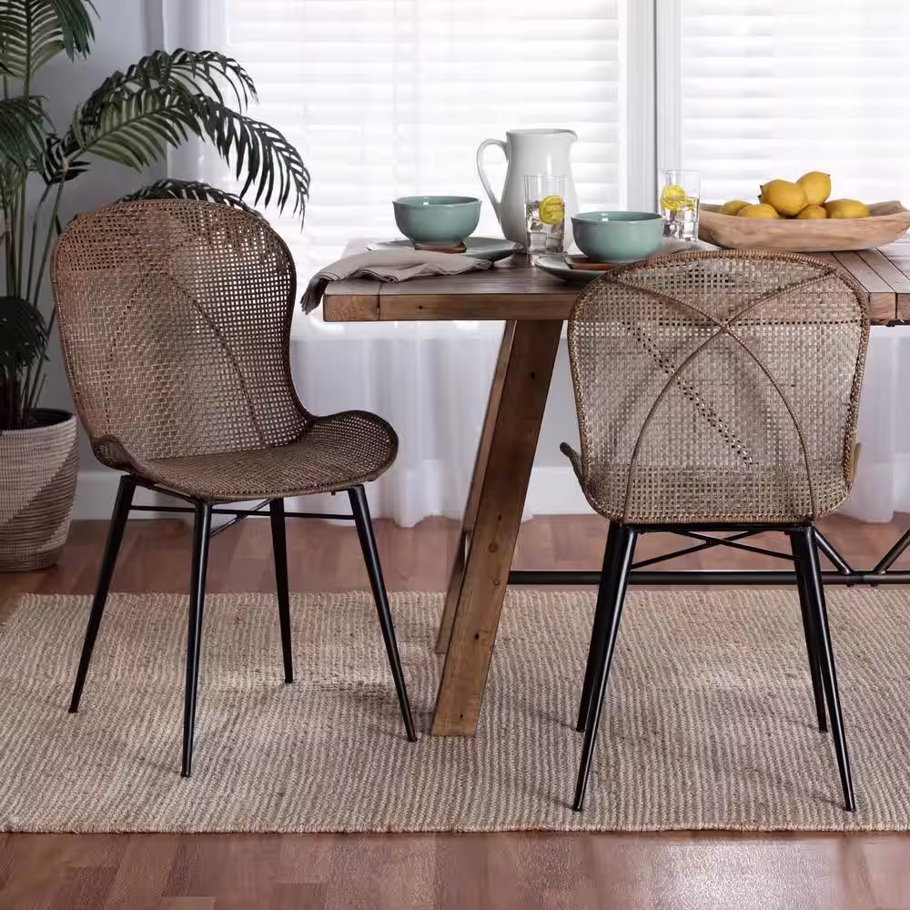 None Sabelle Greywash and Black Dining Chair (Set of 2)